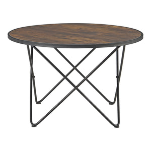 [en.casa] Salontafel Goskamark rond houtkleurig donker en zwart
