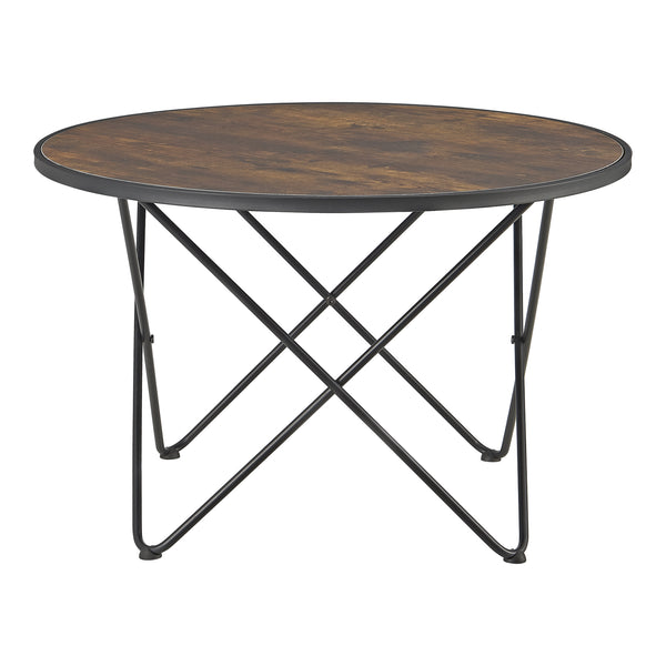 [en.casa] Salontafel Goskamark rond houtkleurig donker en zwart