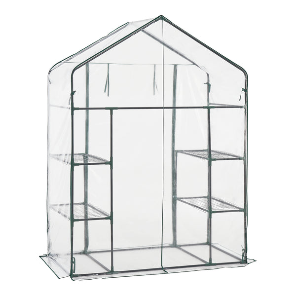 Tuinkas Hoorn met 4 planken 140x73x195 cm transparant [en.casa]