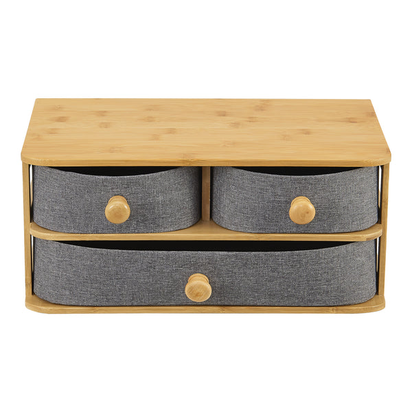[en.casa] Bureau organizer Mäntsälä bamboe met 3 lades 15x35x23 cm