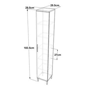 [en.casa] Badkamerkast Lieto 183,5x29,5x29,5cm eiken grijs beige antraciet