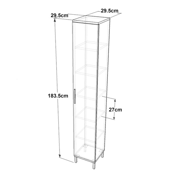 [en.casa] Badkamerkast Lieto 183,5x29,5x29,5cm eiken grijs beige antraciet