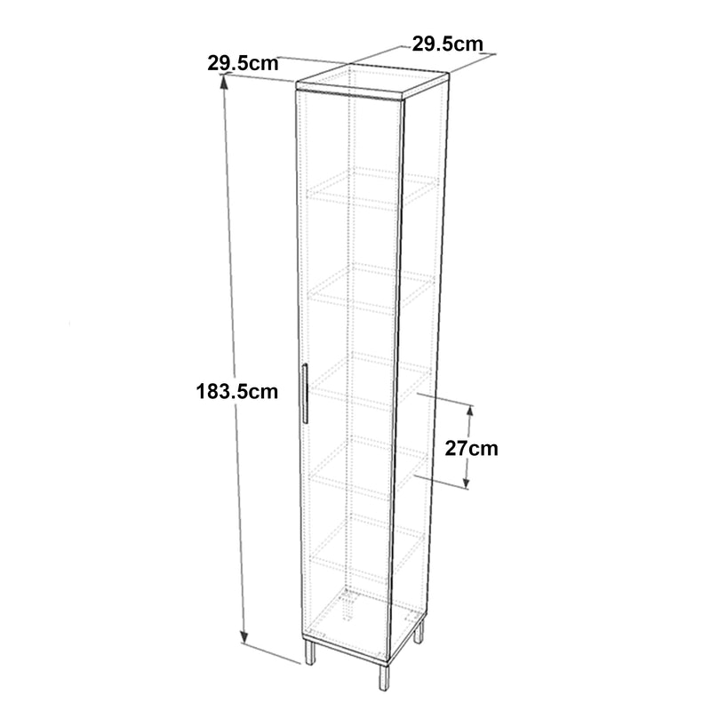 Maatschets [en.casa] Badkamerkast Lieto 183,5x29,5x29,5cm eiken grijs beige antraciet