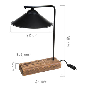 [lux.pro] Tafellamp bureaulamp Folkestone E27 zwart en houtkleurig