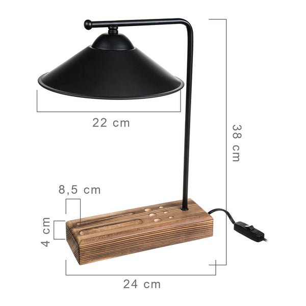 [lux.pro] Tafellamp bureaulamp Folkestone E27 zwart en houtkleurig
