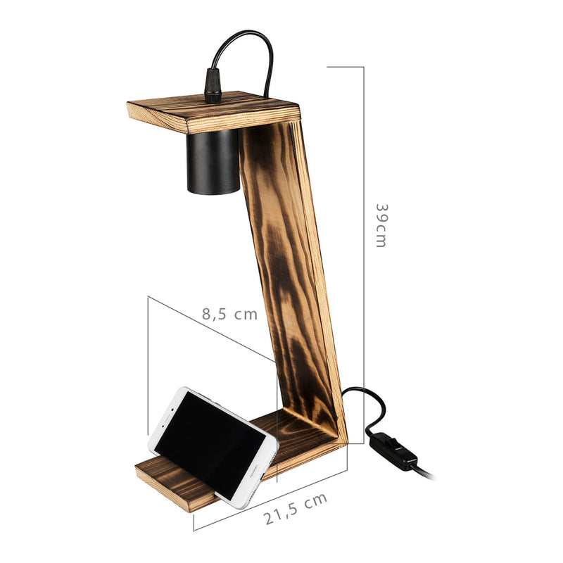 Maatschets [lux.pro] Tafellamp bureaulamp Gillingham E27 zwart en houtkleurig