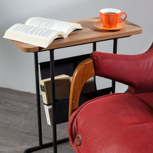 [en.casa] Bijzettafel Bov 64x55x24cm zwart en walnootkleurig