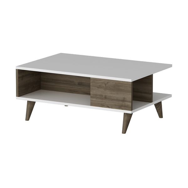 [en.casa] Salontafel Grenaa 39x90x60 cm wit en walnootkleurig