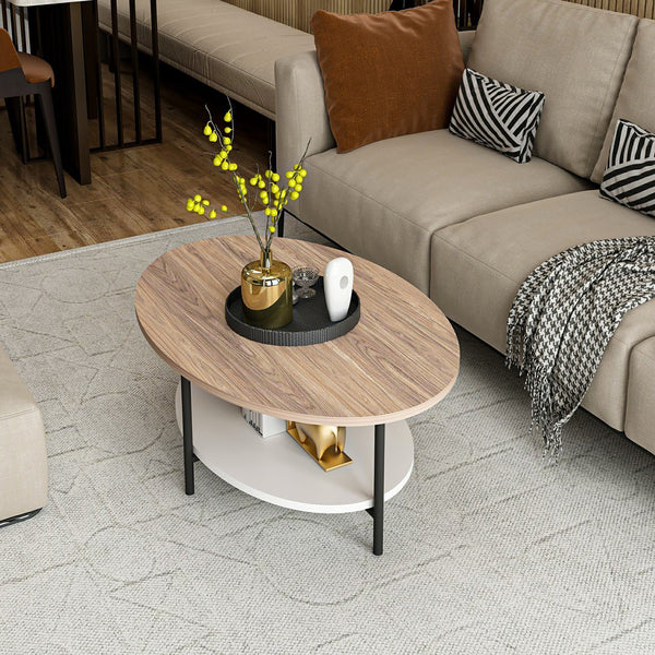 [en.casa] Salontafel Fredericia 36x90x60 cm Eiken wit en zwart