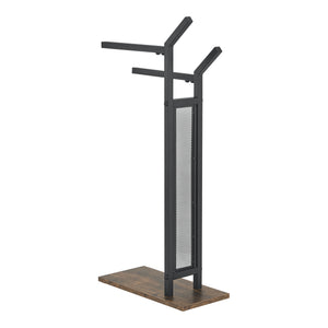 Handdoekhouder Telavi Staal 88x40x20cm Zwart / Houtlook [en.casa]