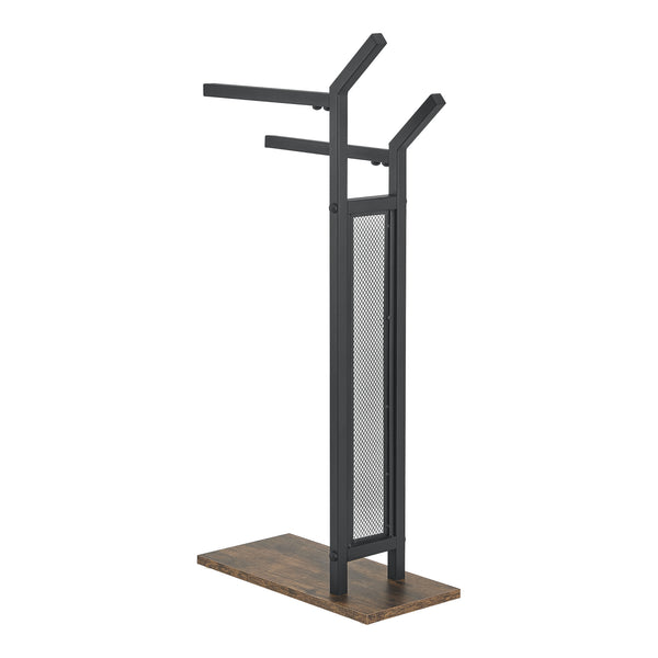 Handdoekhouder Telavi Staal 88x40x20cm Zwart / Houtlook [en.casa]