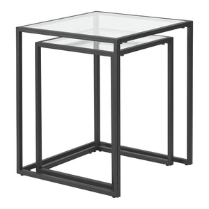 [en.casa] Bijzettafel set van 2 Holstebro zwart en transparant