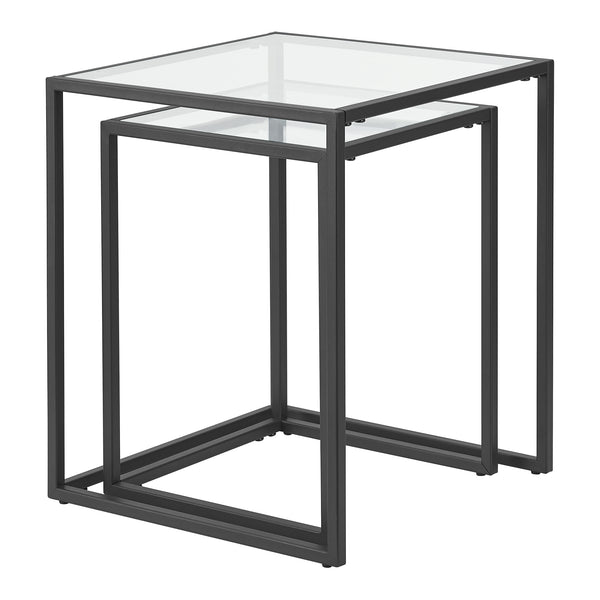 [en.casa] Bijzettafel set van 2 Holstebro zwart en transparant