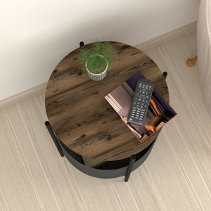 [en.casa] Bijzettafel Hofors 60xØ43 cm eiken antiek antraciet en grijs