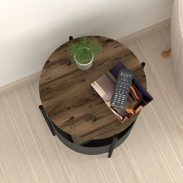 [en.casa] Bijzettafel Hofors 60xØ43 cm eiken antiek antraciet en grijs