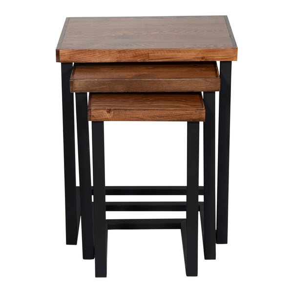 [en.casa] Bijzettafel set van 3 Rørvig zwart en houtkleurig