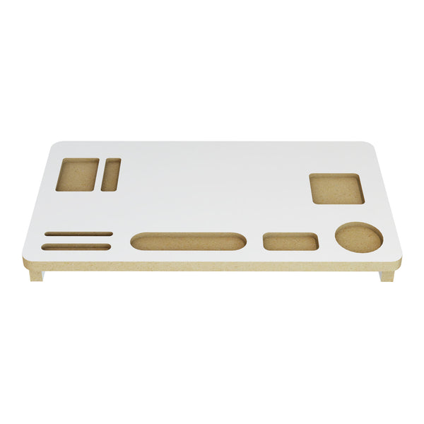 Monitorstandaard Tjele verhoger 7x54x30 cm wit en houtkleurig [en.casa]