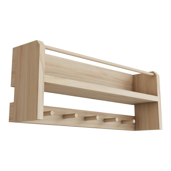 [en.casa] Wandkapstok Sundeved 20x50x9 cm houtkleurig