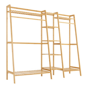 [en.casa] Kledingrek Sogndal met 9 planken 139x158x40 cm bamboe