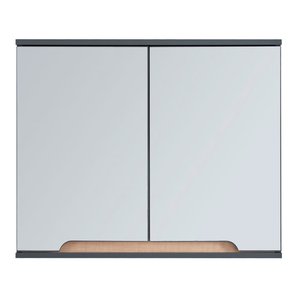 [en.casa] Badkamerkast met spiegel Gescher 49,5x60x20 cm grijs en houtkleurig