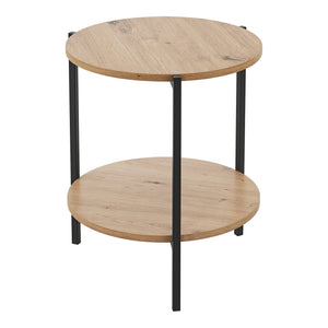 [en.casa] Bijzettafel Kuopio rond 50x40 cm zwart en houtkleurig