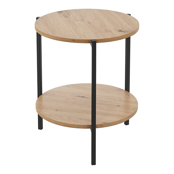 [en.casa] Bijzettafel Kuopio rond 50x40 cm zwart en houtkleurig