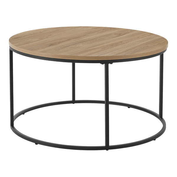[en.casa] Salontafel Kuhmoinen rond 45x80 cm zwart mat en houtkleurig