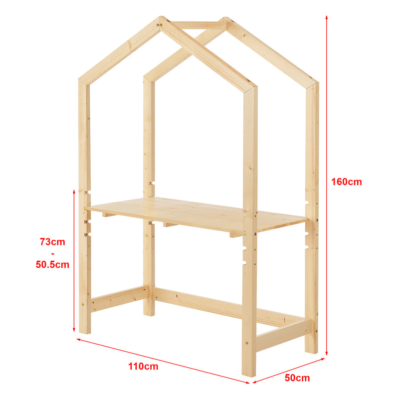 Maatschets [en.casa] Kinderbureau Suså 160x110x50 cm verstelbaar houtkleurig