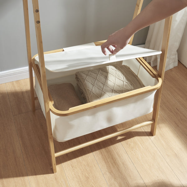 [en.casa] Bamboe kledingrek Iitti 159x60x45 cm houtkleurig en wit