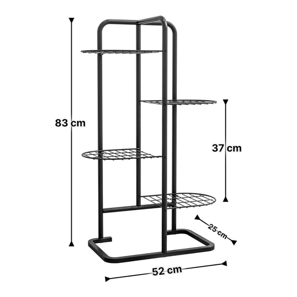 [en.casa] Plantenstandaard Pedersöre met 4 planken 83x52x25 cm zwart