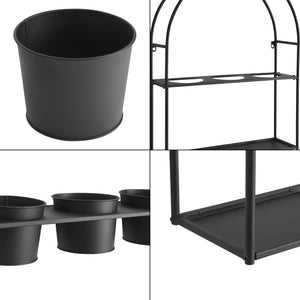 [en.casa] Plantenrek Merikarvia met bloempotten 65x52x15 cm zwart