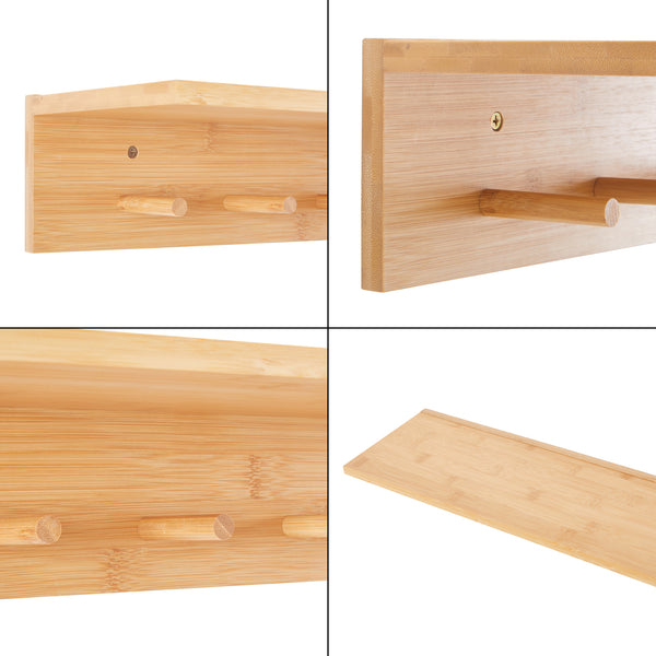 [en.casa] Wandkapstok Fjord met 1 plank 58,5x16,5x10 bamboe