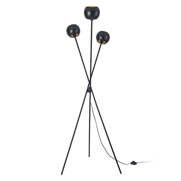 lux.pro Staande lamp Nykvarn vloerlamp 161 cm 3xE14 zwart en goudkleurig
