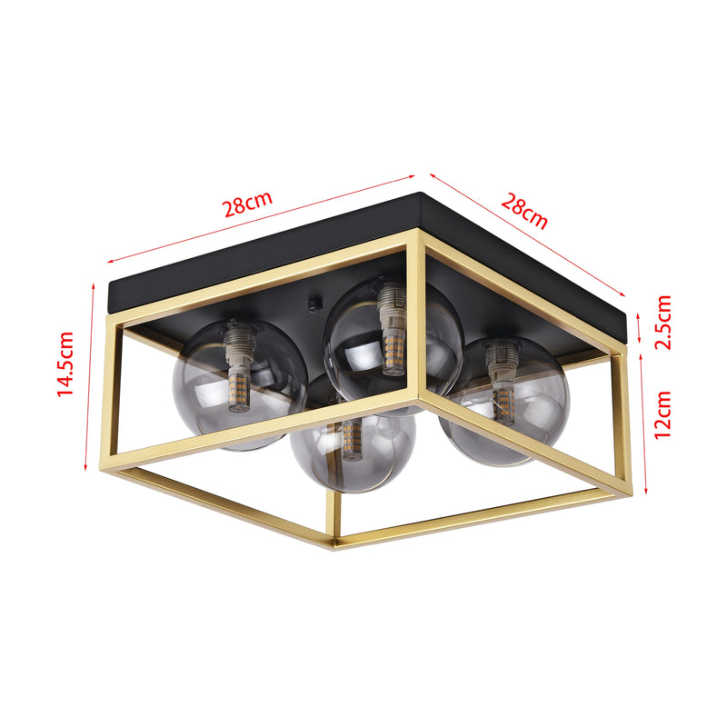 Maatschets lux.pro Design plafondlamp Widnes 14,5x28x28 cm 4xG9 zwart en goudkleurig