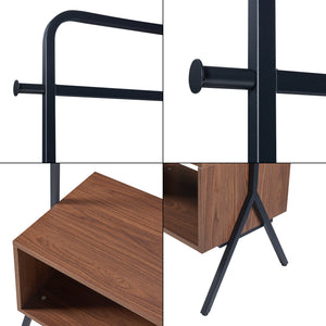 [en.casa] Kledingrek Averøy 180x74x42 cm zwart en walnootkleurig