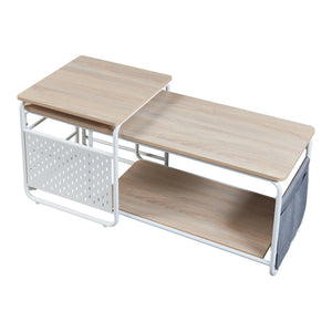 [en.casa] TV meubel met bijzettafel Dyrøy wit eikenkleurig en grijs