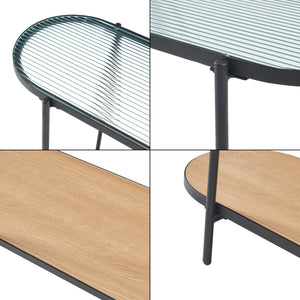 [en.casa] Console tafel Høyanger 80x80x30 cm zwart en eikenkleurig
