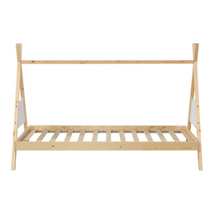 Kinderbed Siikajoki Tipi hoog uitvoering 90x200 cm naturel en wit [en.casa]