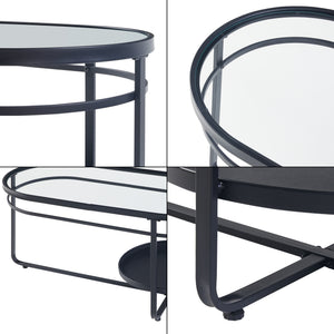 [en.casa] Salontafel Kumla ovaal 90x42,5x46 cm zwart