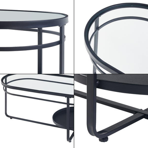 [en.casa] Salontafel Kumla ovaal 90x42,5x46 cm zwart