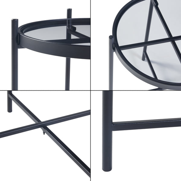 [en.casa] Bijzettafel Lier rond 41,5xØ46 cm zwart