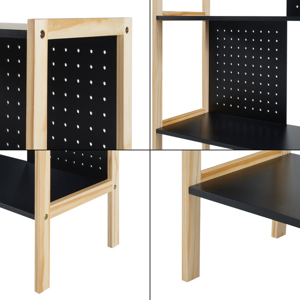 Boekenkast Dønna schap 120x63x28 cm mdf zwart en houtkleurig [en.casa]