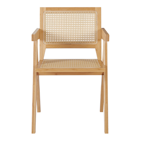 Eetkamerstoel Asikkala 79x50x50 cm bamboe rotan look naturel [en.casa]