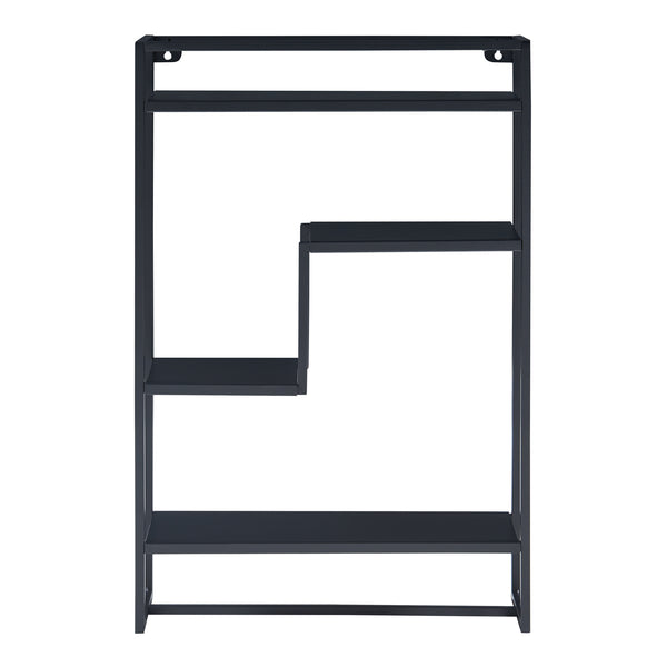 Wandrek Uurainen staal met 4 planken 60x40x13 cm zwart [en.casa]