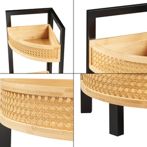 Hoekkast Tervola met 3 planken 80x23x31,5 cm zwart naturel en rotan look [en.casa]