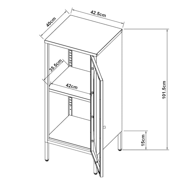 Metalen kast Karlskrona 101,5x42,5x40 cm zwart [en.casa]