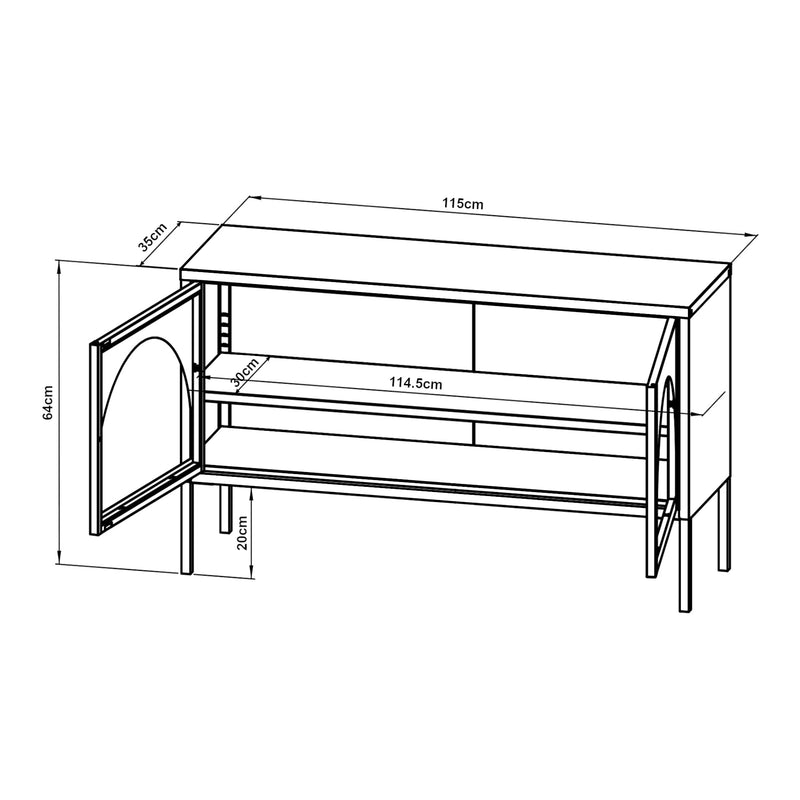 Maatschets TV meubel Karlskrona 115x35x64 cm zwart mat [en.casa]