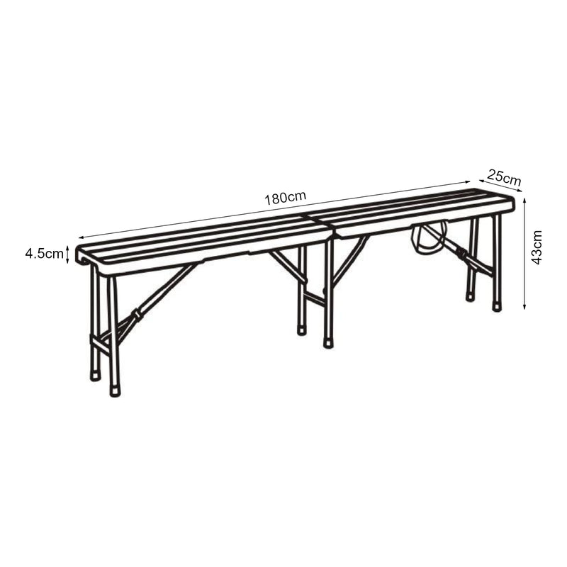 Maatschets Tuinbank Lillestrøm opvouwbaar 180x25x43 cm houtlook donkerbruin [en.casa]