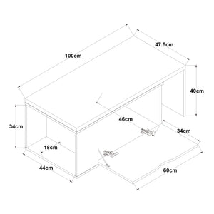 Bijzettafel Österåker 100x47,5x40 cm houtkleurig en wit [en.casa]