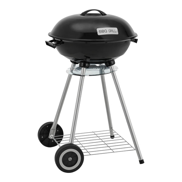 Houtskool BBQ Apricena rond met deksel 80x49x47 cm zwart casa.pro